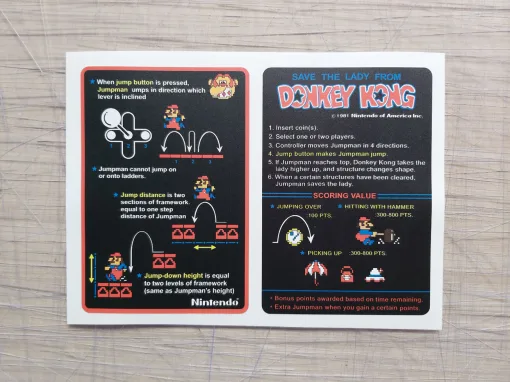 Donkey Kong Cabaret Instruction Decals
