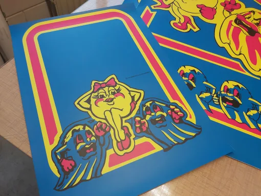 Alternative view of Ms. Pac-Man Side and Front Panel art