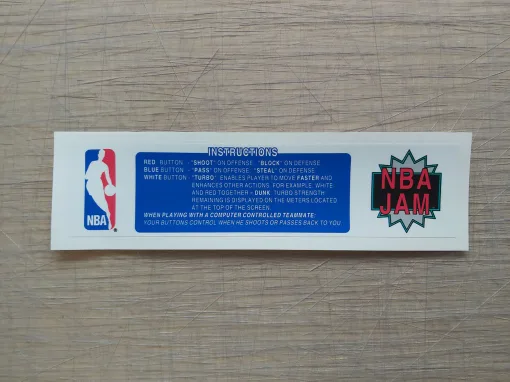 NBA Jam Bezel Instruction Decal