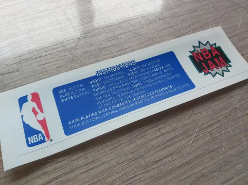 Alternative view of NBA Jam Bezel Instruction Decal