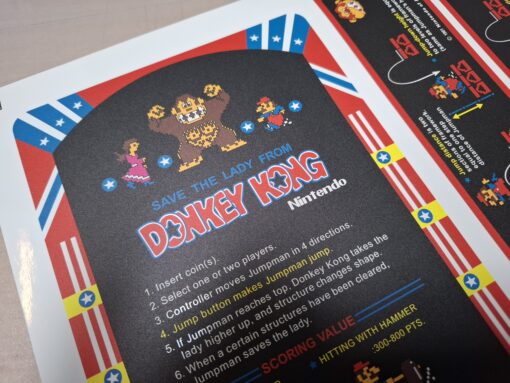 Alternative view of Donkey Kong Cocktail Table Instruction Decals